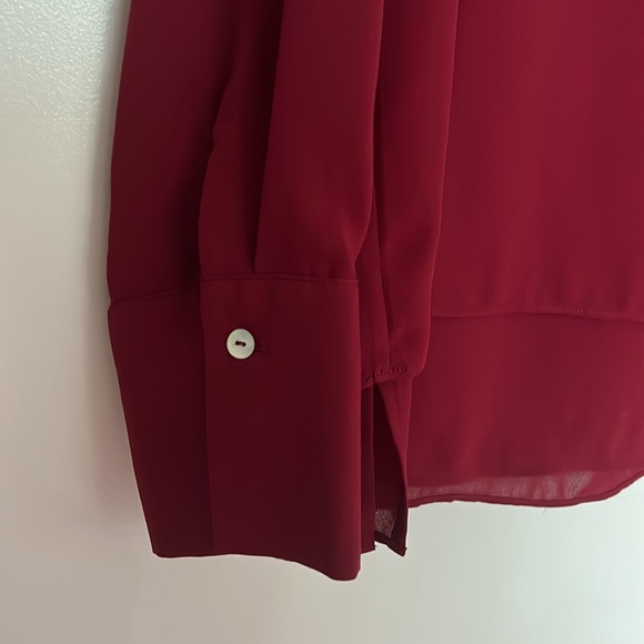 CONTEMPORAINE | Burgundy Layered Blouse Sz L - Picture 3 of 7
